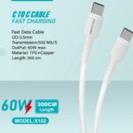כבל Usb Type C for Type C 60W 2m - X102